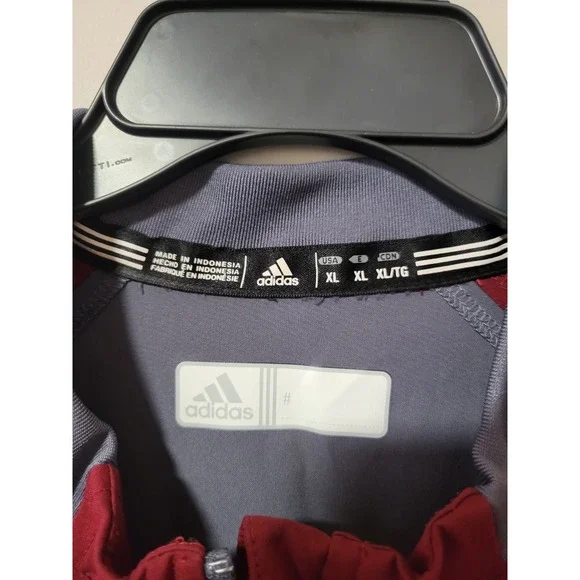 Adidas Mens XL Red Raglan Sleeve Quarter Zip Athletic Pullover Sports Training - Picture 5 of 10